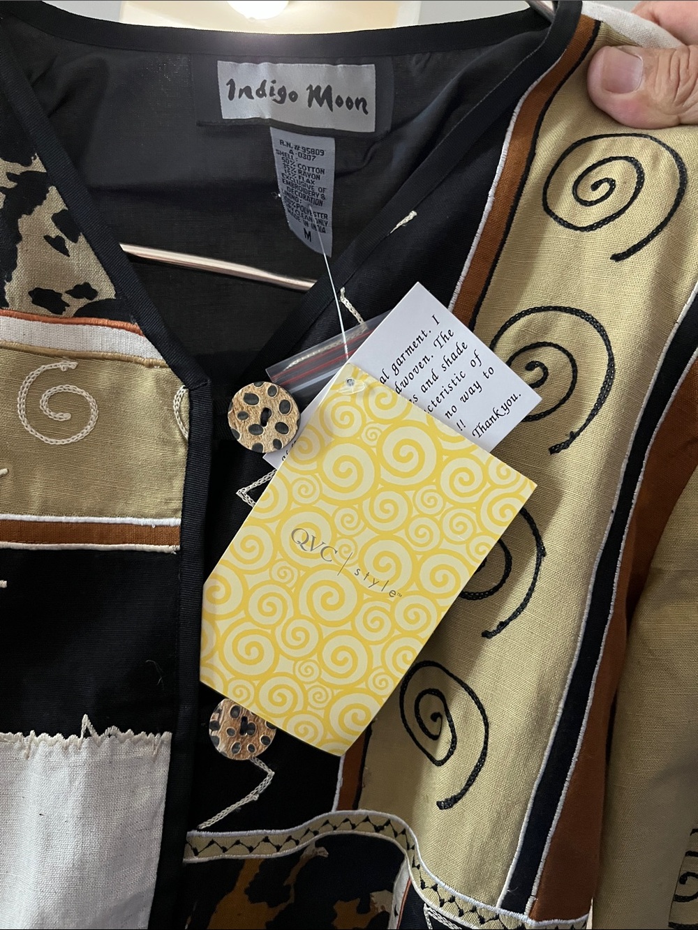 Indigo Multicolor Black, Tan & Cream Patterned Jacket